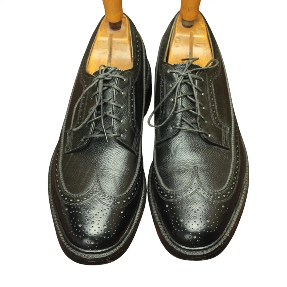 Florsheim Imperial Shell Cordovan 5 Nail Wingtips Brogue Mens 8 D Black Leather